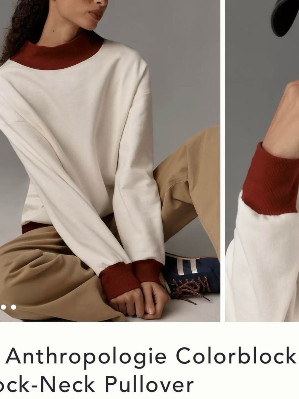 Anthropologie crimson and white mockneck sweatshirt